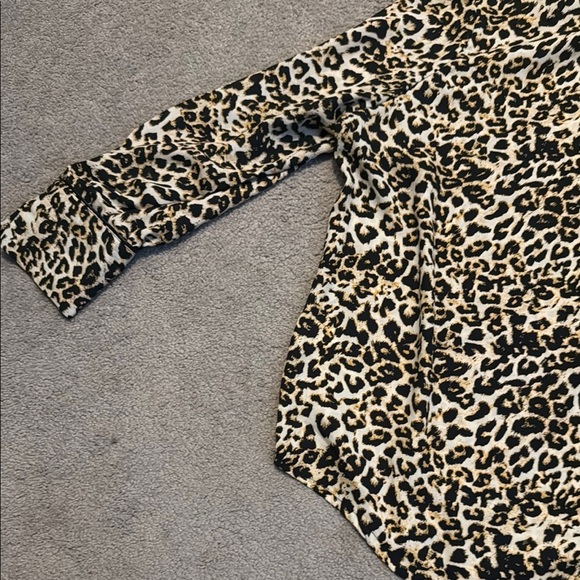 Essentials by ABS Leopard Print Top with Black Leather Trim - Picture 9 of 10